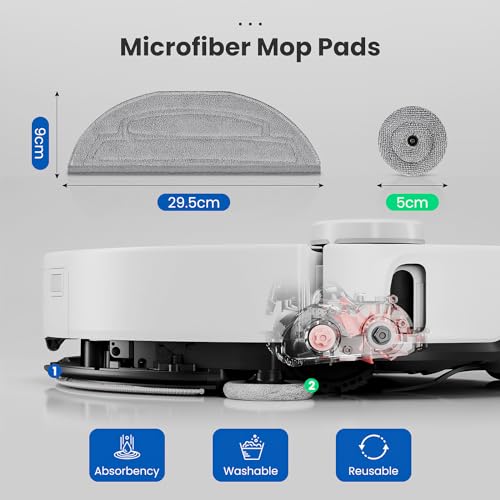 Image of 12 Pack Mop Pads Refills for Roborock S8 MaxV Ultra / S8 Max Ultra Robot Vacuum, 6 Pack Mop Cloth with Dual Sonic Vibrations Modules, 6 Pack Edge Mop Pads Accessories