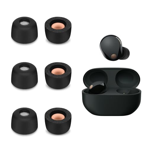 3 Paires d'écouteurs in-Ears de Remplacement Compatible avec Sony WF-1000XM5, Ecouteurs in-Ears Rembourrés (S, Noir)
