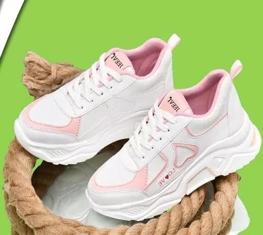 Image of Women Chunky Sneakers Lightweight Lace-Up Casual Sports Shoes Breathable Mesh Running Walking Shoes