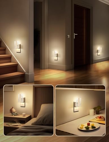 Image of DORESshop LED Night Lights Plug Into Wall, [2 Pack] Mordern Night Light with Dusk-to-Dawn Sensor, Dimmable Nightlights, Adjustable Brightness Night-Lights for Bathroom, Hallway, Bedroom,Stairway