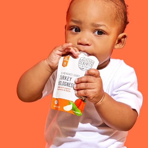 Image of Serenity Kids Bone Broth Puree Made With Organic Veggies | Clean Label Project Purity Award Certified | 3.5 Ounce BPA-Free Pouch | Free Range Turkey Bolognese | 1 Count