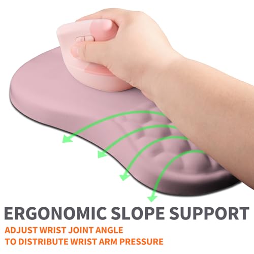 Image of Ergonomic Joint Wrist Support Mouse Pad with Memory Foam Cushion Massage Bump, Carpal Tunnel Pain Relief Mousepad Slope Design for Wrist Rest, 11.8x7.9 in, Thistle