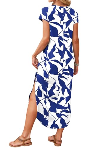Image of RUMIA Summer Maxi Dresses for Women Cap Sleeve Long Sundress with Pockets