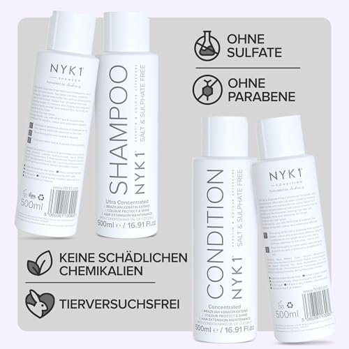 8. Bild von NYK1 Sulfatfreies Shampoo Und Conditioner (2 x 500ml) Ideales Keratin Shampoo Und Pflegespülung Nach Der Pflege Der Haare Für Haarglättung - Salzfreies Shampoos Ohne Sulfate Parabene Und Silikone
