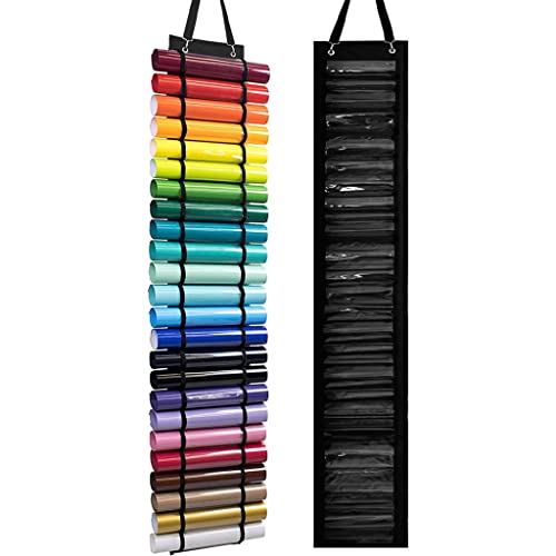 WenQin - Bolsa de almacenamiento transparente de 24 compartimentos para rollos de vinilo con 24 compartimentos, organizador de almacenamiento para man Cover