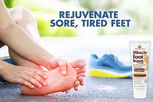 Miracle Foot Repair Cream (8 oz / 3-Pack) Repairs Dry Cracked Heels and Feet, 60% Pure UltraAloe Moisturizes, Softens, and Repairs
