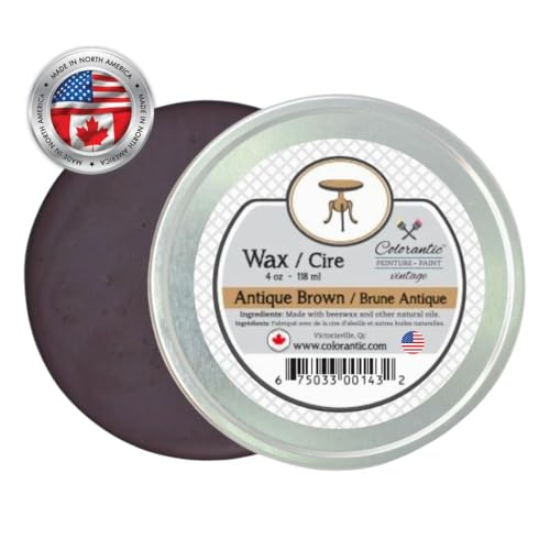 Colorantic | Furniture Antiquing Brown Dark Wax Beeswax Waxes Paste Polishing for Chalk Based Paint | Wood Craft Art DIY (4 oz, Brown)