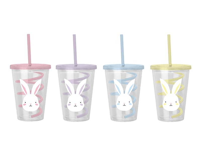 Gems Easter Cup & Swirly Straw 650ML Assorted 1 Piece