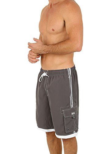 UZZI Men's Relax Long Cargo Swim Trunks2