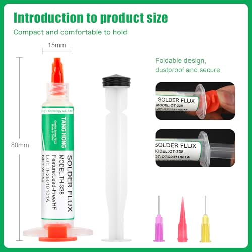 Image of Solder Flux Paste And Solder Wick Braid, No Clean Soldering Flux (5ML) 10Ft Desoldering Wick Braid For Electronics Repair For Disassemble Electrical Components (2 Pack Kit)