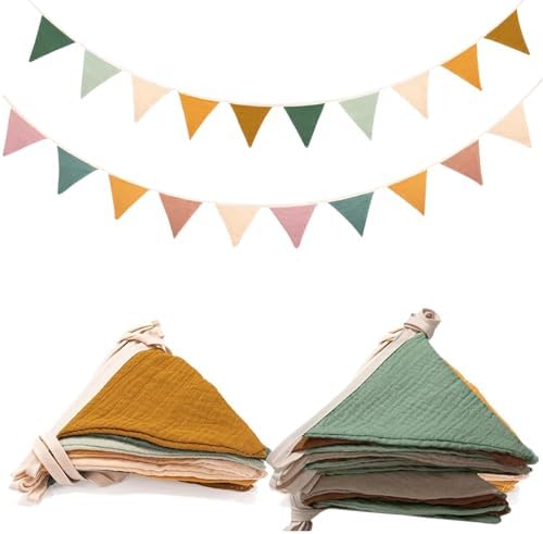 Begpoee Wimpelkette 2,6m - Bunte Stoffgirlande Für Kinderzimmer Dekoration (2er Set)