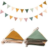 Romon Bandierine Colorate, 2 Pezzi Triangolo Bandiera Ghirlanda, Tessuto Bunting Bandierine Festoni Decorazioni Compleanno Cameretta, Ghirlande Feste Compleanni Bambini, Ghirlanda Bambino in Cotone