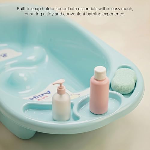 Image of Baybee Lullie Baby Bath Tub for Kids with Anti-Slip Base & Easy Drain | Babies Bathtub with Built-in Soap & Accessory Holder | Spacious Baby Bath Tub for 0-5 Years Boys Girls (Blue)