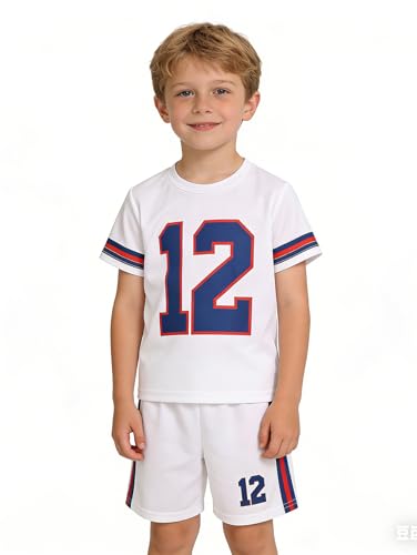 Image of Boys Shorts Set 4 Pieces Athletic Outfits Short Sleeve Tee Shirt and Shorts Casual Summer Set 3-12Y