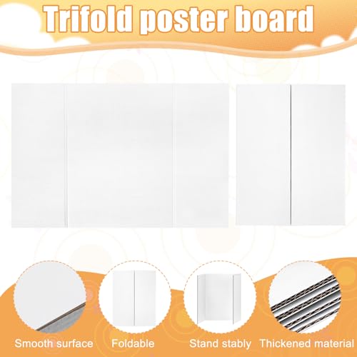 Image of 4 Pack Trifold Poster Board 36 inch x 24 inch White Corrugated Project Boards for Science Fairs, School Projects, Event Displays