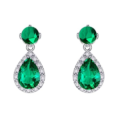 VONSSY Drop Dangle Earrings | Gemstones Waterdrop Teardrop White Gold Plated Crystal Hanging Cubic Zirconia Hypoallergenic Earrings | Stylish Jewelry Gift Cover