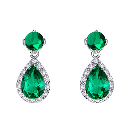 VONSSY Drop Dangle Earrings | Gemstones Waterdrop Teardrop White Gold Plated Crystal Hanging Cubic Zirconia Hypoallergenic Earrings | Stylish Jewelry Gift for Mother Daughter Wife