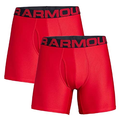 Under Armour Men's Tech 6-inch Boxerjock 2-Pack , Red/Black , X-Large