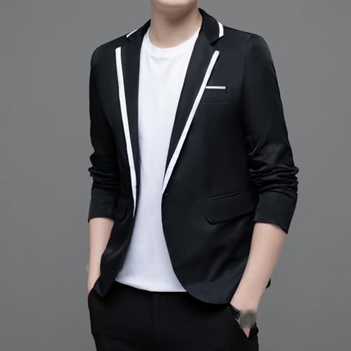 Mens Casual Slim Fit Suit Jacket 1 Button Daily Blazer Business Sport Coat Tops2