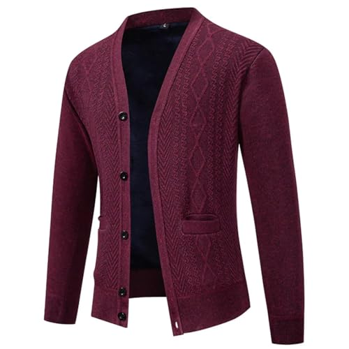 Men's Slim Fit V-Neck Knit Sweater Loose Cardigan Soft Warm Knitwear Single Breasted Closure V Neck Long Sleeve Casual Outerwear Coffee4