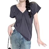 [A7 SEVEN] フレンチスリーブ tシャツ レディース vネック 夏 半袖 透けにくい かわいい ロンｔ タック 涼しい おしゃれ サマー トップス