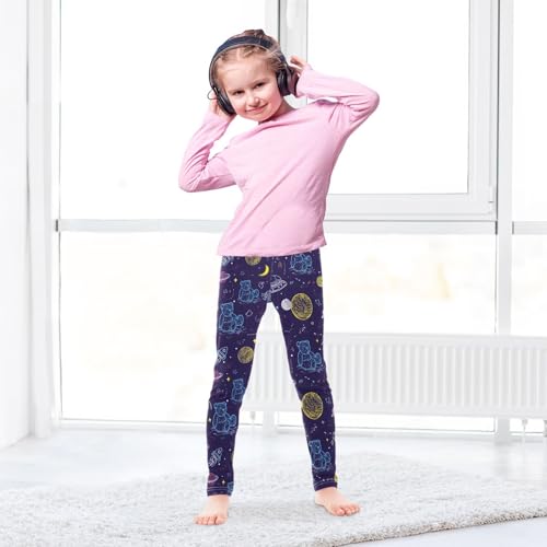 ALAZA Girls' Leggings Children's Yoga Pants Skinny Printed Dance Bear Space Cute Comfortable 4T3