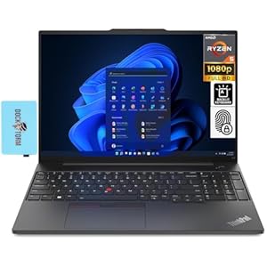 Lenovo Thinkpad E16 Gen 2 – Laptop de negocios con pantalla IPS WUXGA de 16.0 pulgadas (AMD Ryzen 5 7535U, DDR5 de 16 GB, SSD PCIe de 512 GB, KYB retroiluminado, huella digital, WiFi 6E, BT 5.3, Win 11 Pro) con concentrador DKZ