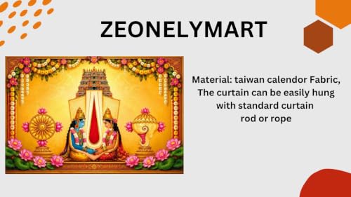 Image of srinu Vasu namnam Background | Venkateswara & Goddess Lakshmi Wedding Backdrop with Shankha, Chakra, and Pink Lotuses 6x8 Feet | Lakshmi Pooja Background
