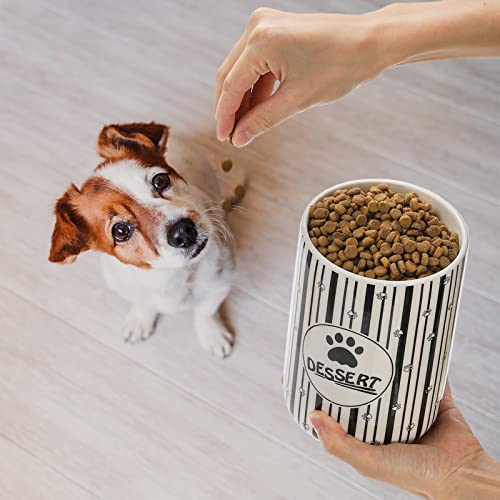 Yesland 2 Pack Dog Treat Jar - Black White Ceramic Dog Cookie Canister For Pets 4.25 X 6.5 X 4.25 Inch Airtight Pet Treat Storage Container With Bamboo Lid For Cats, Dog Biscuits, 34 Oz #TOP6