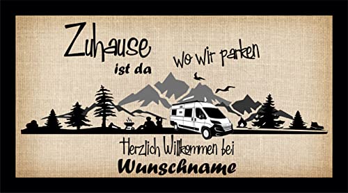 Crealuxe Fussmatte für Camper Zuhause ist da wo wir parken (Wunschname) - Kastenwagen für...