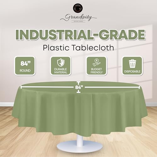Image of Grandipity Plastic Table Cloth Disposable 12 Pack 84 inch Round Sage