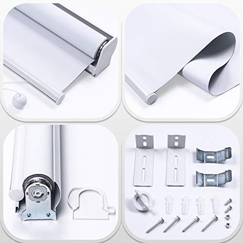 TFSKY Cordless Blackout Window Blinds Roller Shades with Valance for Home,Office,Bedroom,White,48WX76.75H