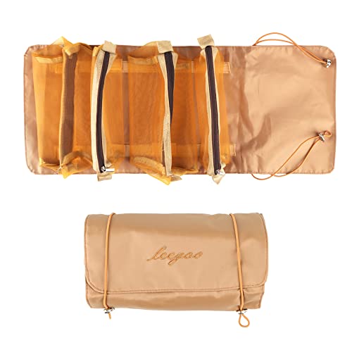 Trousse de Toilette à Suspendre de Voyage,AKONE Pliable Trousse de Maquillage à 4 Compartiments Sac de Salle de Bain pour Douche(Kaki) Cover