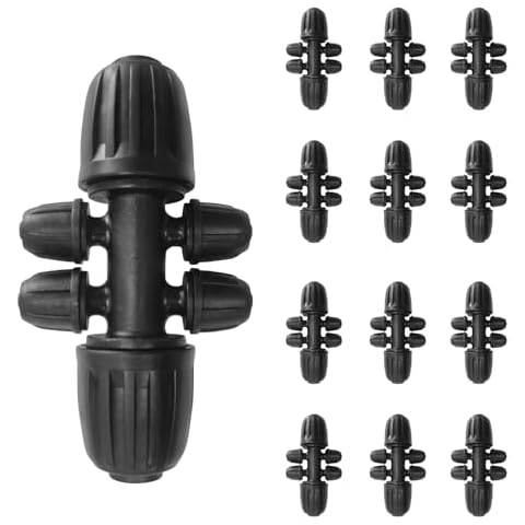 20 Pcs 1/2 Inch to1/4 Inch Drip Irrigation Tubing Fittings,Irrigation Hose Connectors,Lock Barbed Tee 6 Way for Lawn Plant Garden Watering System,Drip Irrigation System (1/2'' ID x 0.60''-0.63'' OD) Cover