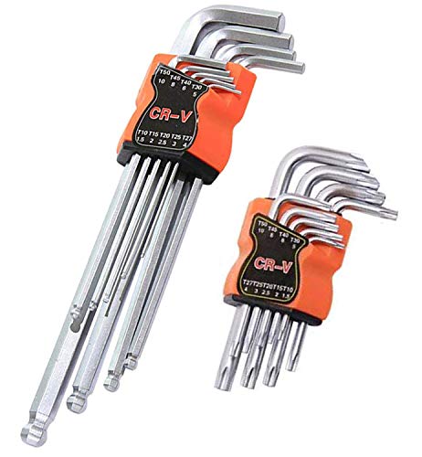 Preisvergleich Produktbild AMZANDY NEW Innensechskantschlüssel Set 18 teilig Innensechkant satz und torxschlüssel,Langkurz Profi Winkelschlüssel satz(9 tlg.Kugelkopf und 9 tlg. Torx)