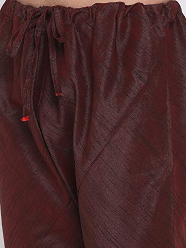 Image of VASTRAMAY VM Mens Silk Blend Kurta Pyjama Set - Classic Ethnic Attire for Timeless Style and Cultural Celebrations | Soft Comfortable Solid Full Sleeves Kurta and Churidar Pyjama Set