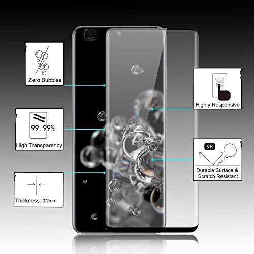 Image of Screen Protector for Samsung Galaxy Note 20 Ultra Black Tempered Glass Edge-to-Edge 3D Screen Guard With Installation Kit