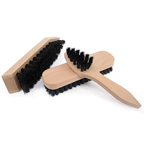 TIMELEOS Lot de 3 brosses à chaussures en poils naturels de qualité supérieure Idéal pour le cuir lisse, brosse de cirage à chaussures, brosse à creuset, brosse à crème, brosse à polir Cover