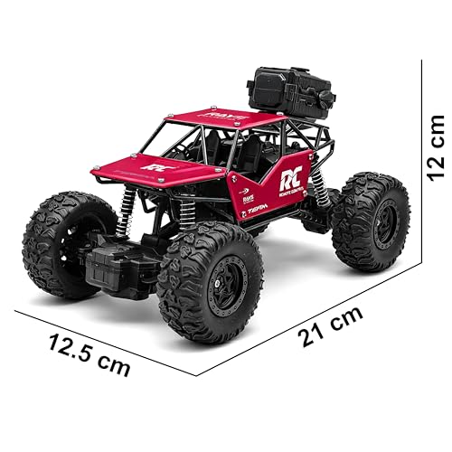 Image of VGRASSP Remote Control Rock Crawler Monster Truck Toy for Kids with Mist Spray - Rechargeable Off-Road All Terrain RC Smoke Car with Spring Shockers - Color As Per Stock
