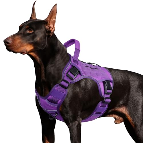 WINGOIN Purple Tactical Dog Harness for Large Dogs,No Pull Dog Harness