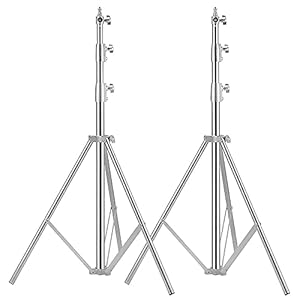 Stainless Steel Video Lighting Stands, Spring Cushioned Heavy Duty Tripod Stand, 9.5ft/2.8m, 2 Packs Professional Photography Studio Stands