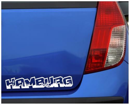 Skyline4u Hamburg Aufkleber Schriftzug Stadtaufkleber 30 x 5cm brillantblau