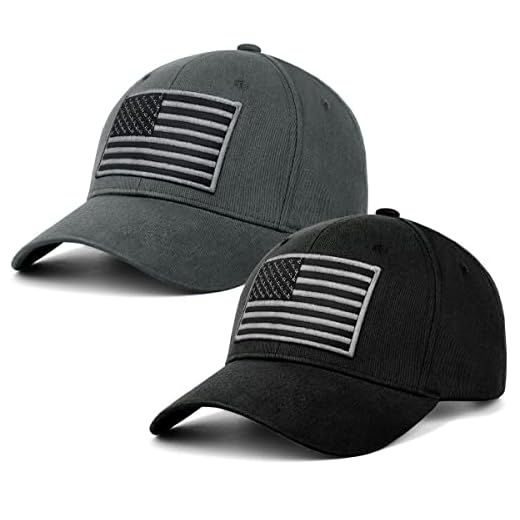 LCZTN 2 Pack American Flag Baseball Cap for Men Women,Low Profile USA Plain Dad Hat (Black＆Grey)