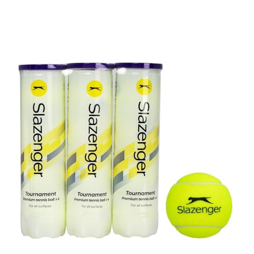 Slazenger Tournament 1 Dozen 12 Tennis Balls Three Pack of Four Yellow