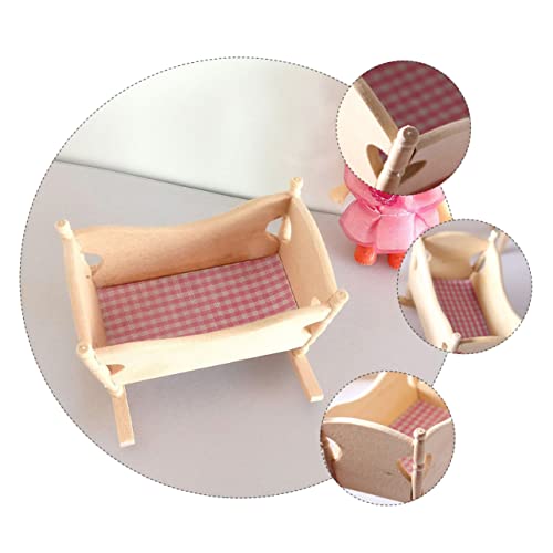 OFFIGAM 1 PC Doll House Cradle Cradle Dolls Rocking Cradle Miniatures Furniture Miniature House Dollhouse Cradle Model Crib Mini Dolls Bassinets Wooden - Thumbnail 7