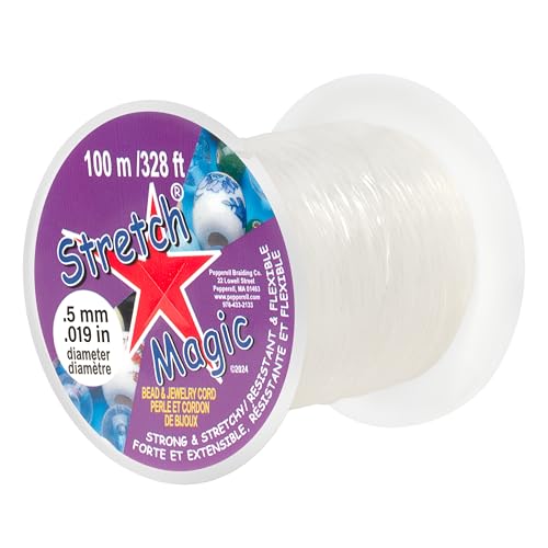 Stretch Magic Bead & Jewelry Cord - Strong & Stretchy, Easy to Knot - Clear Color - 0.5mm Diameter - 100-Meter (328 ft) Spool - Elastic String for Making Beaded Jewelry