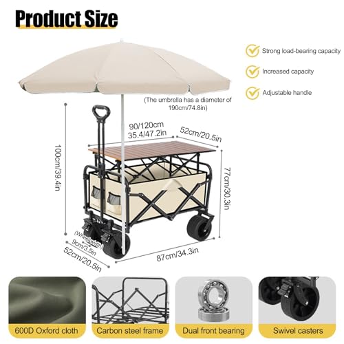 Carrito móvil con ruedas para ferias artesanales y eventos exteriores 3
