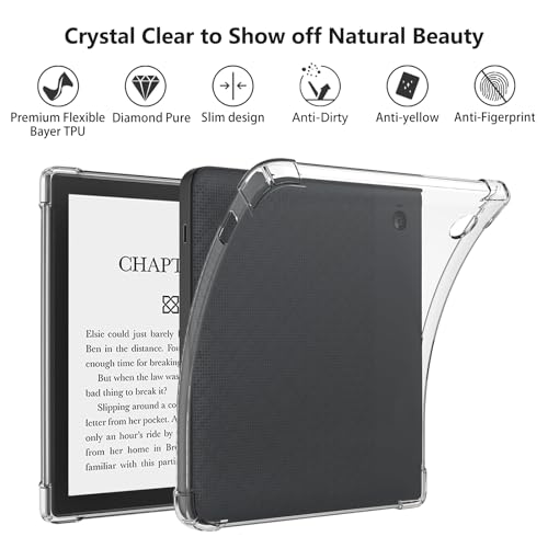 for 7'' Kobo Libra Colour Case Clear 2024 (N428),Slim Reinforced Corners Cover for Kobo Libra 2 Cover 2021 (N418),Shockproof Soft TPU Back Shell for E-Reader-Clear