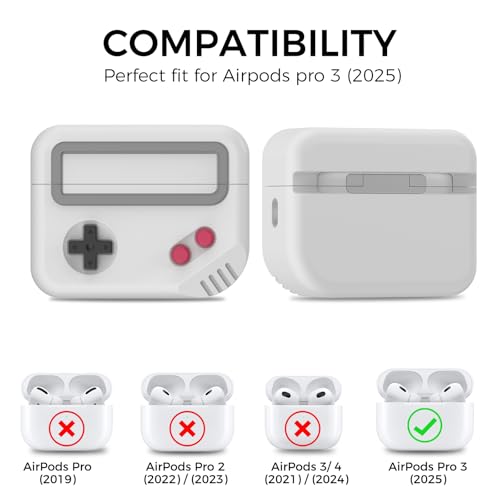 Image of TRONWIN for AirPods Pro 3 Case - 2025 Silicone Game Console Design Case for Apple AirPods Pro 3rd Generation, Cute Airpod Pro 3 Cover for Men /Women (Light Grey)