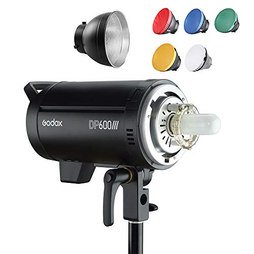 Godox DP600III Studio Flash, 110V 600Ws GN80 5600K Bowens Mount Monolight, Built-in Godox 2.4G Wireless System, 1/2000-1/800S Flash Duration, 1s Recycle Time, 32 Channels, 3 Modeling Lamp Mode